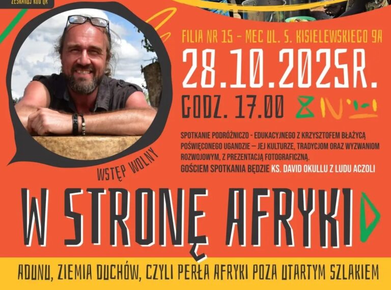 W stronę Afryki Adunu, ziemia duchów, czyli Perła Afryki poza utartym szlakiem. 28 października zapraszamy na spotkanie do Miejskiej Biblioteki Publicznej w Sosnowcu